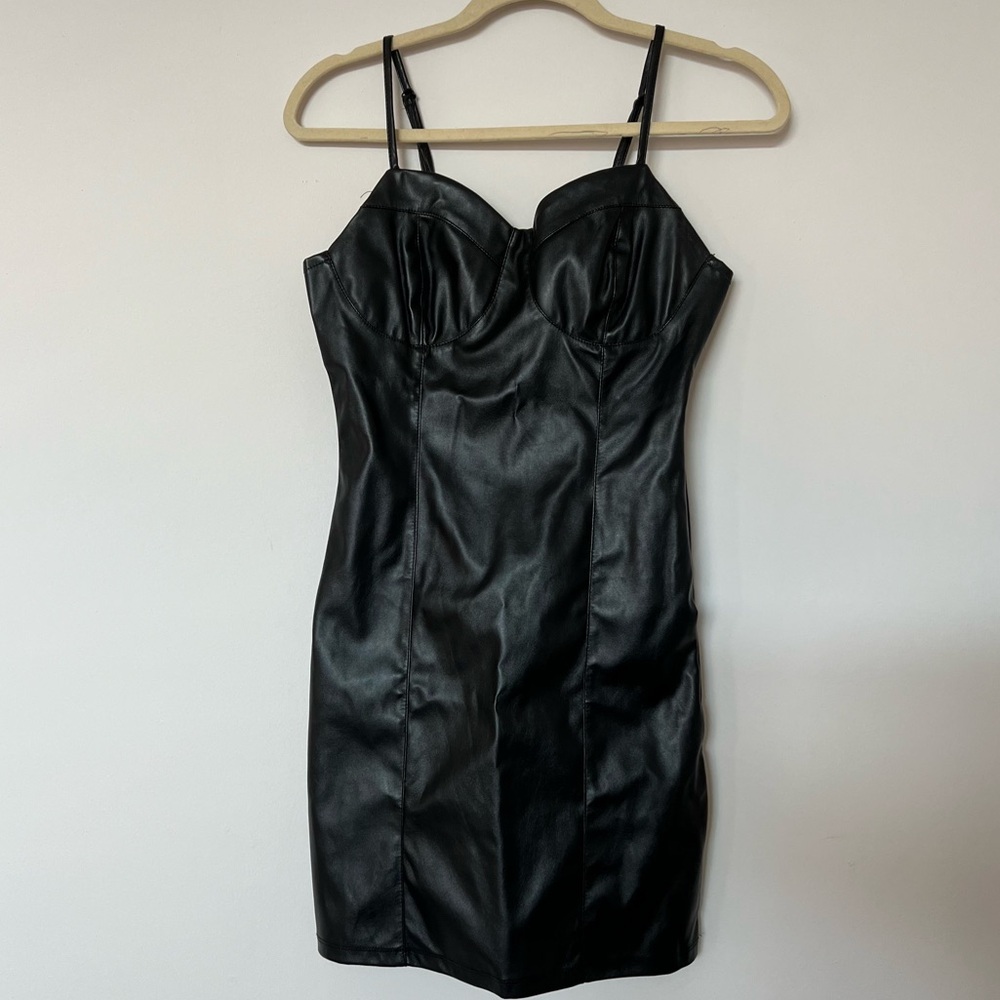 Almost Famous Faux Leather Mini Dress Medium